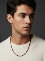 Thumbnail for NVR Men's Handcrafted Maroon Rhodium Plated Chain - Distacart
