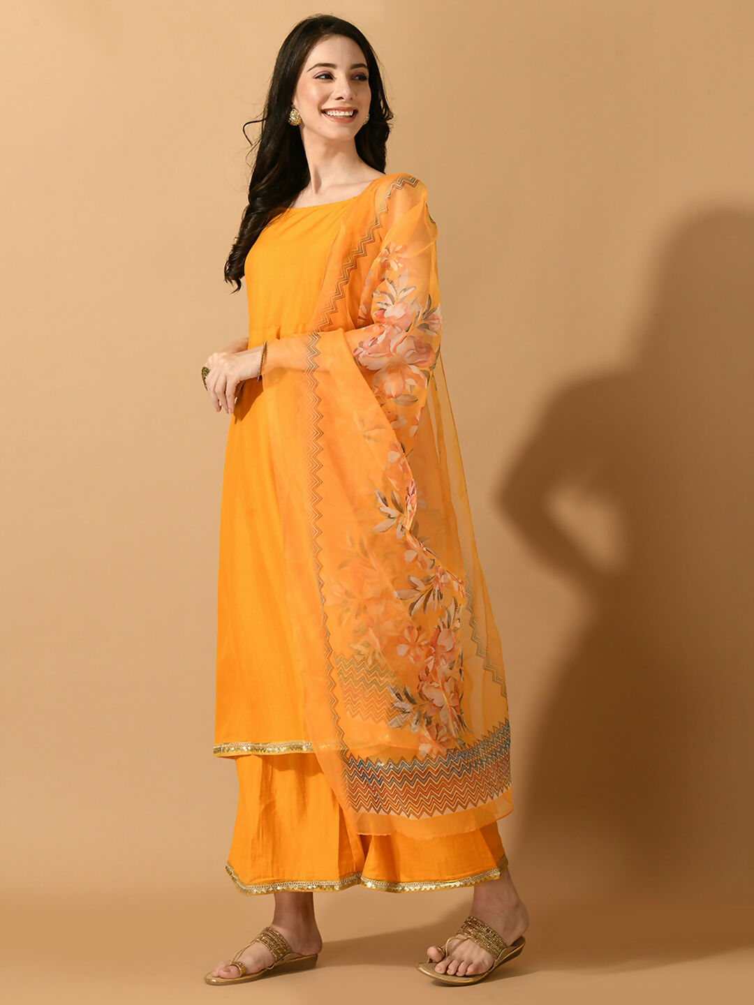 Myshka Women's Yellow Solid Party Kurta Sets - Distacart