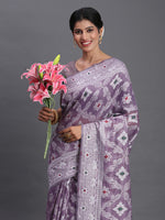 Thumbnail for Astita Linen Cotton Violet Saree