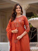 Thumbnail for Pramukh Fab Orange Color Viscose Mango Silk Kurta Set - Distacart