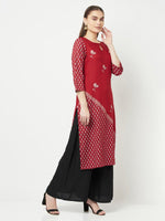 Thumbnail for Aniyah Rayon Digital Screen Print Maroon Straight Kurta