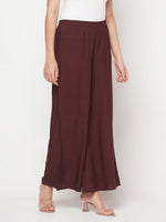 Thumbnail for Aniyah Rayon Flared Slip-On Coffee Color Palazzo