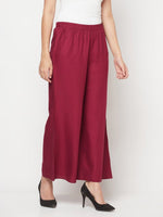 Thumbnail for Aniyah Rayon Flared Slip-On Wine Color Palazzo