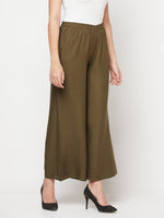 Thumbnail for Aniyah Rayon Flared Slip-On Dark Green Palazzo