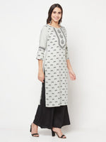 Thumbnail for Aniyah Rayon Screen Print Light Grey Straight Kurta