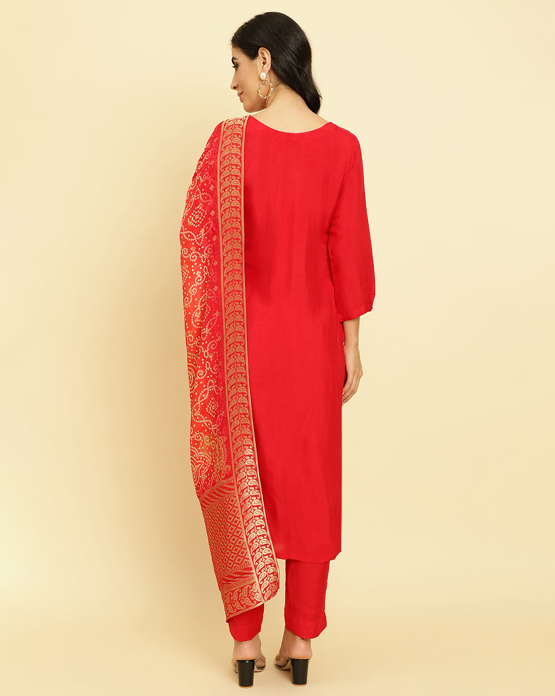 Varanga Women Burgundy Embroidered Kurta Paired With Dupatta And Sharara - Distacart