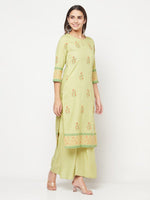 Thumbnail for Aniyah Rayon Screen Print Pista Green Straight Kurta