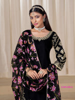 Thumbnail for Anaita Black Premium Embroidered Roman Silk Salwar Suit - Distacart