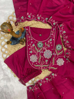 Thumbnail for Pramukh Fab Rani Pink Color Viscose Roman Silk Kurta Set - Distacart