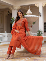 Thumbnail for Pramukh Fab Orange Color Viscose Mango Silk Kurta Set - Distacart