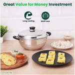 Thumbnail for The Indus Valley 8 Pit Tri-Steel Multi Pot Premium Stainless Steel Idli/ Dhokla/ Momo Maker/ Veg Steaming Set, Tri-ply Induction Bottom, 5 Plates, 3L