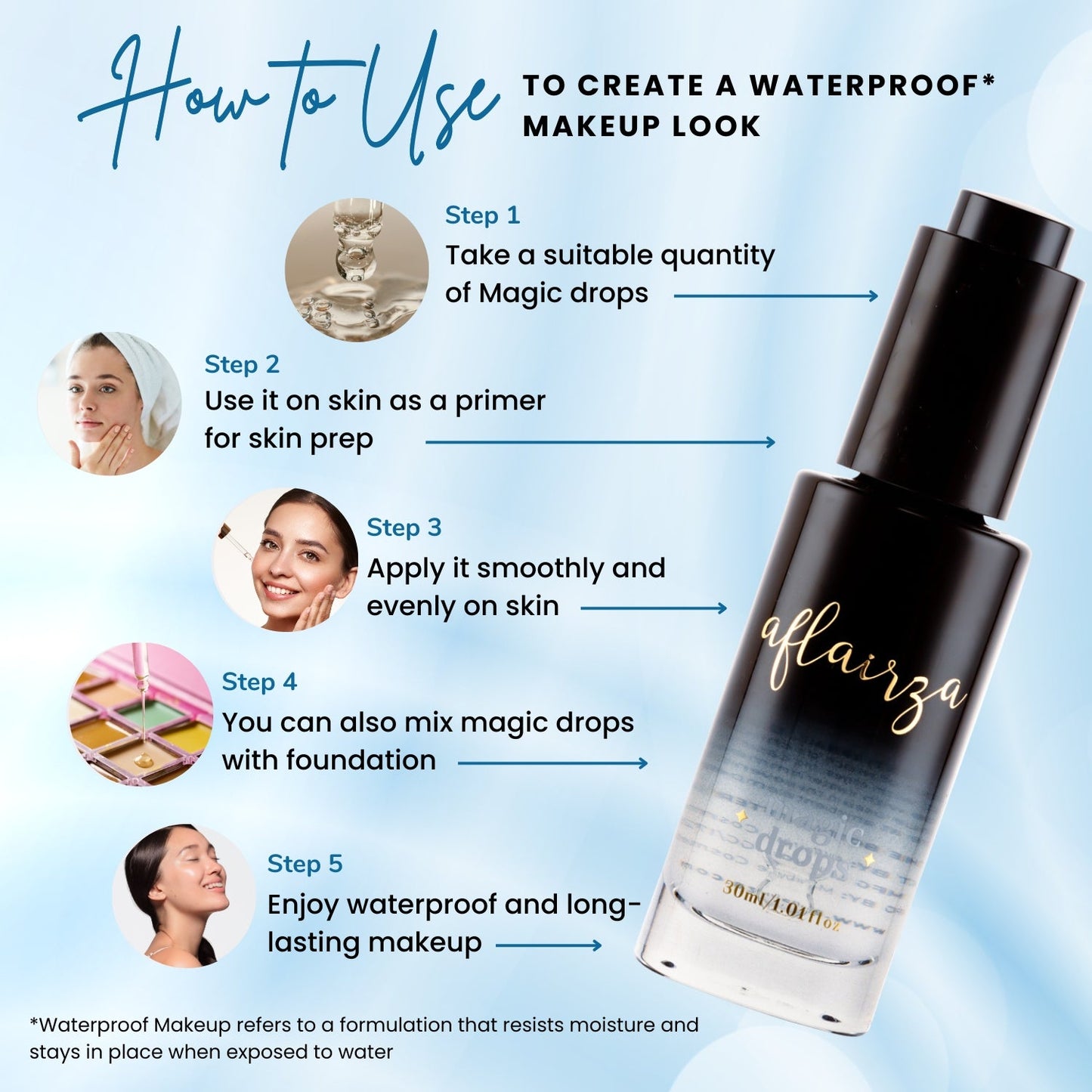 Aflairza Magic Drops - Waterproof & Sweat-Resistant Makeup Serum - Distacart
