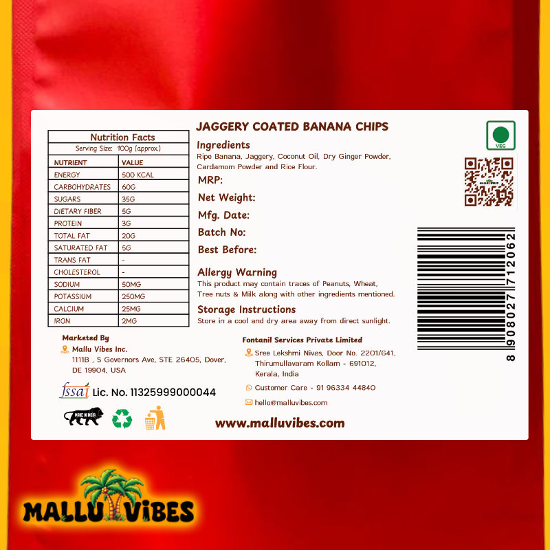Mallu Vibes Jaggery Coated Banana Chips - Distacart