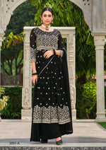 Thumbnail for Anaita Black Faux Georgette Plazzo Suit With Embroidery & Sequins Work - Distacart