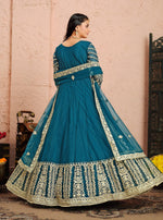 Thumbnail for Anaita Teal Embroidered Net Anarkali Suit - Distacart