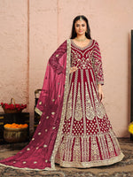 Thumbnail for Anaita Pink Embroidered Net Anarkali Suit - Distacart
