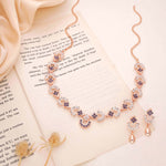 Thumbnail for Tehzeeb Creations Gold-Polished Lavender Diamond Necklace With Earrings - Distacart