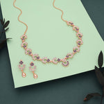Thumbnail for Tehzeeb Creations Gold-Polished Lavender Diamond Necklace With Earrings - Distacart