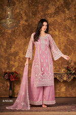 Thumbnail for Anaita Pink Embroidered Net Plazzo Suit - Distacart