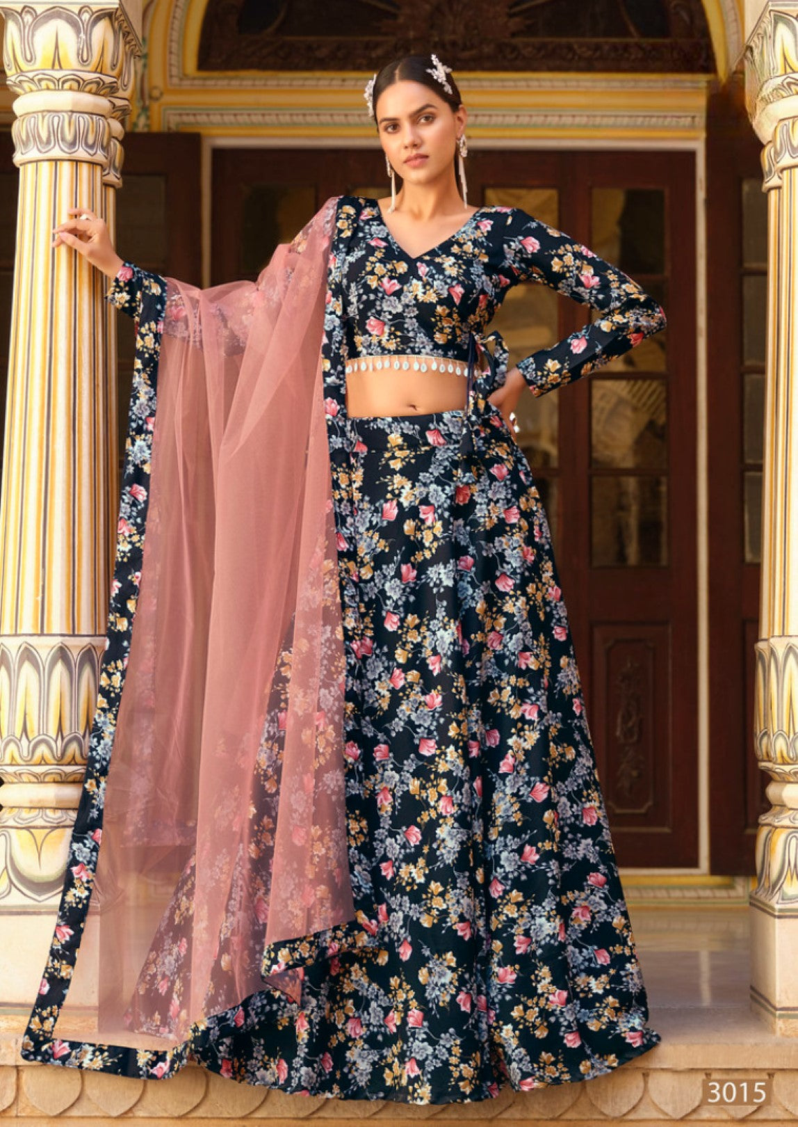 Anaita Black Silk Lehenga Choli With Floral Printed Work - Distacart