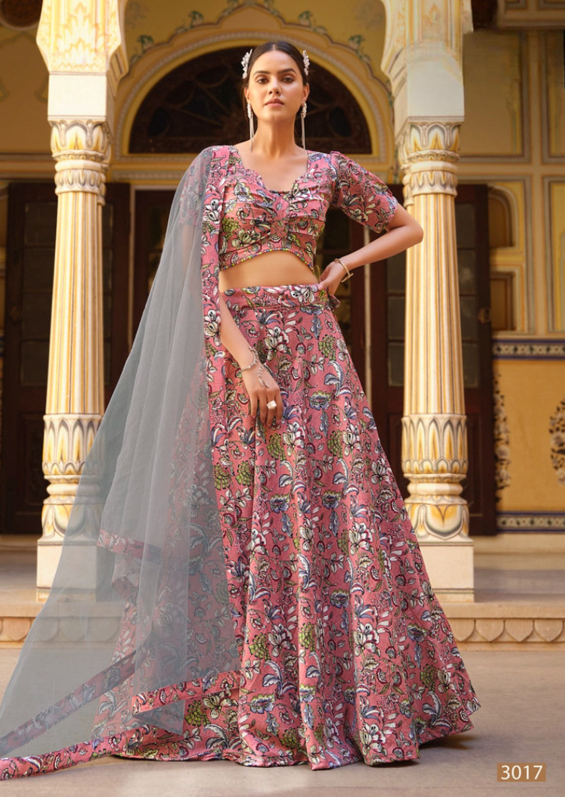Anaita Peach Silk Lehenga Choli With Floral Printed Work - Distacart