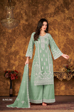 Thumbnail for Anaita Light Green Embroidered Net Plazzo Suit - Distacart