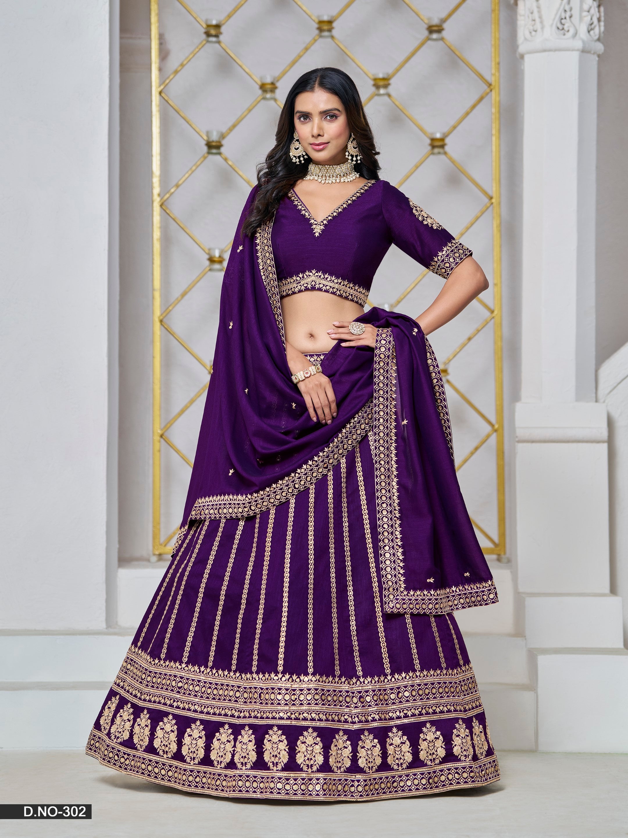 Anaita Purple Embroidered Art Silk Designer Lehenga With Blouse - Distacart