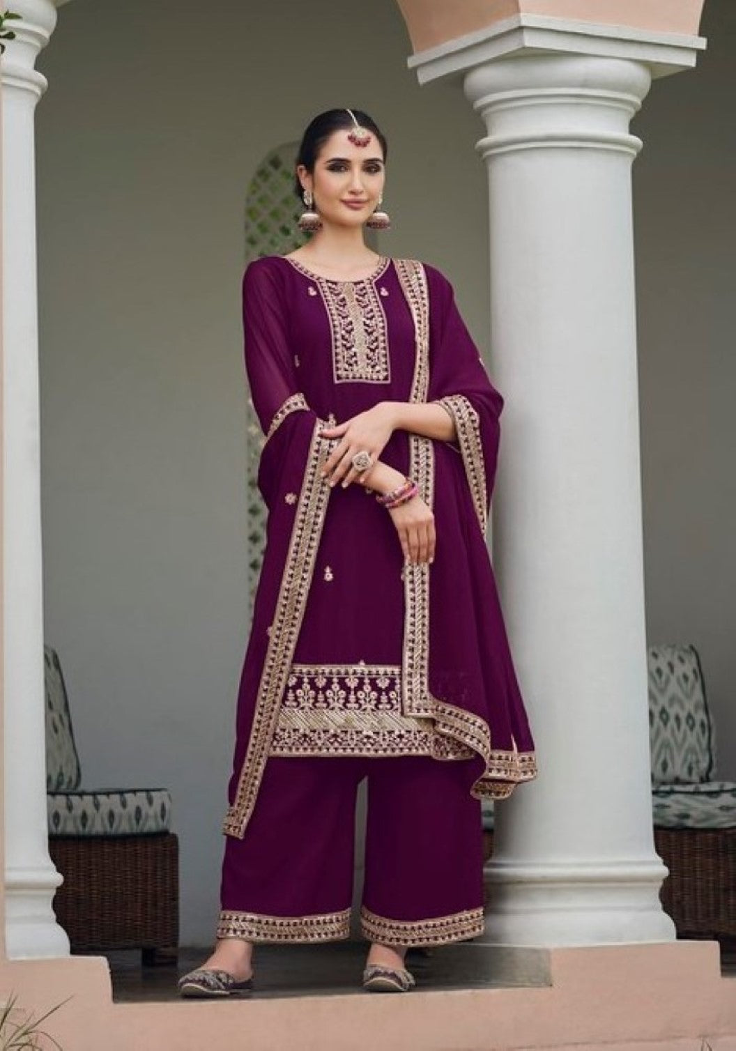 Anaita Purple Faux Georgette Suit With Embroidery & Sequence Work - Distacart