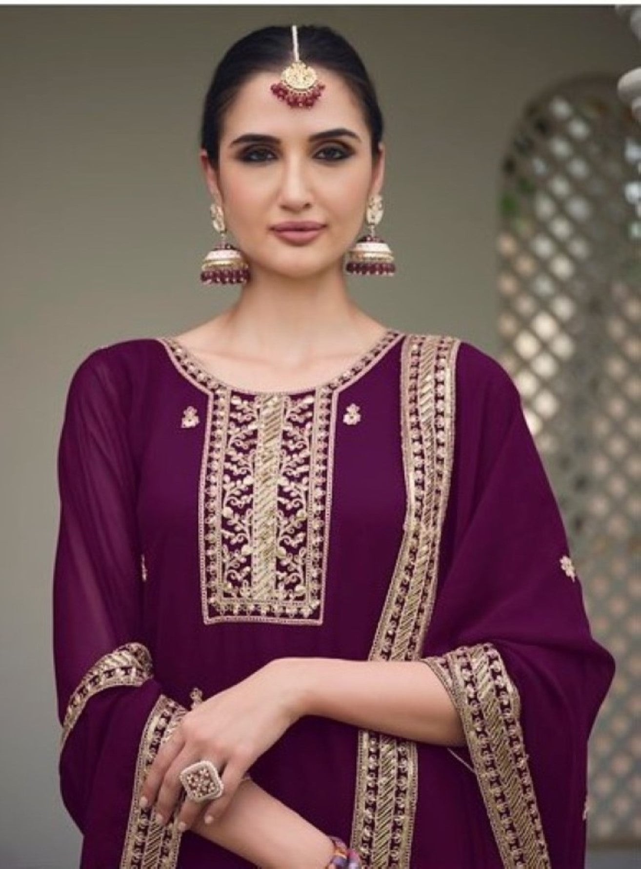 Anaita Purple Faux Georgette Suit With Embroidery & Sequence Work - Distacart