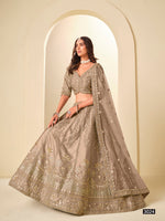 Thumbnail for Anaita Brown Art Silk Lehenga Choli With Heavy Embroidery Work - Distacart