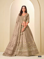 Thumbnail for Anaita Brown Art Silk Lehenga Choli With Heavy Embroidery Work - Distacart