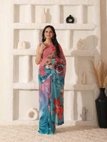 Thumbnail for Shivam Fabrics Pink Georgette Fabric Printed Saree