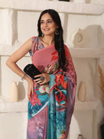 Thumbnail for Shivam Fabrics Pink Georgette Fabric Printed Saree