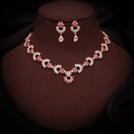 Thumbnail for Tehzeeb Creations Gold-Polished Pink Diamond Necklace With Earrings - Distacart