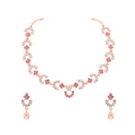 Thumbnail for Tehzeeb Creations Gold-Polished Pink Diamond Necklace With Earrings - Distacart