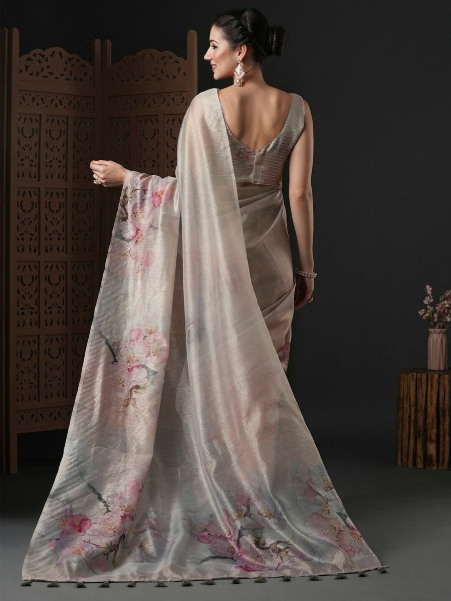 Anouk Floral Printed Organza Saree - Distacart