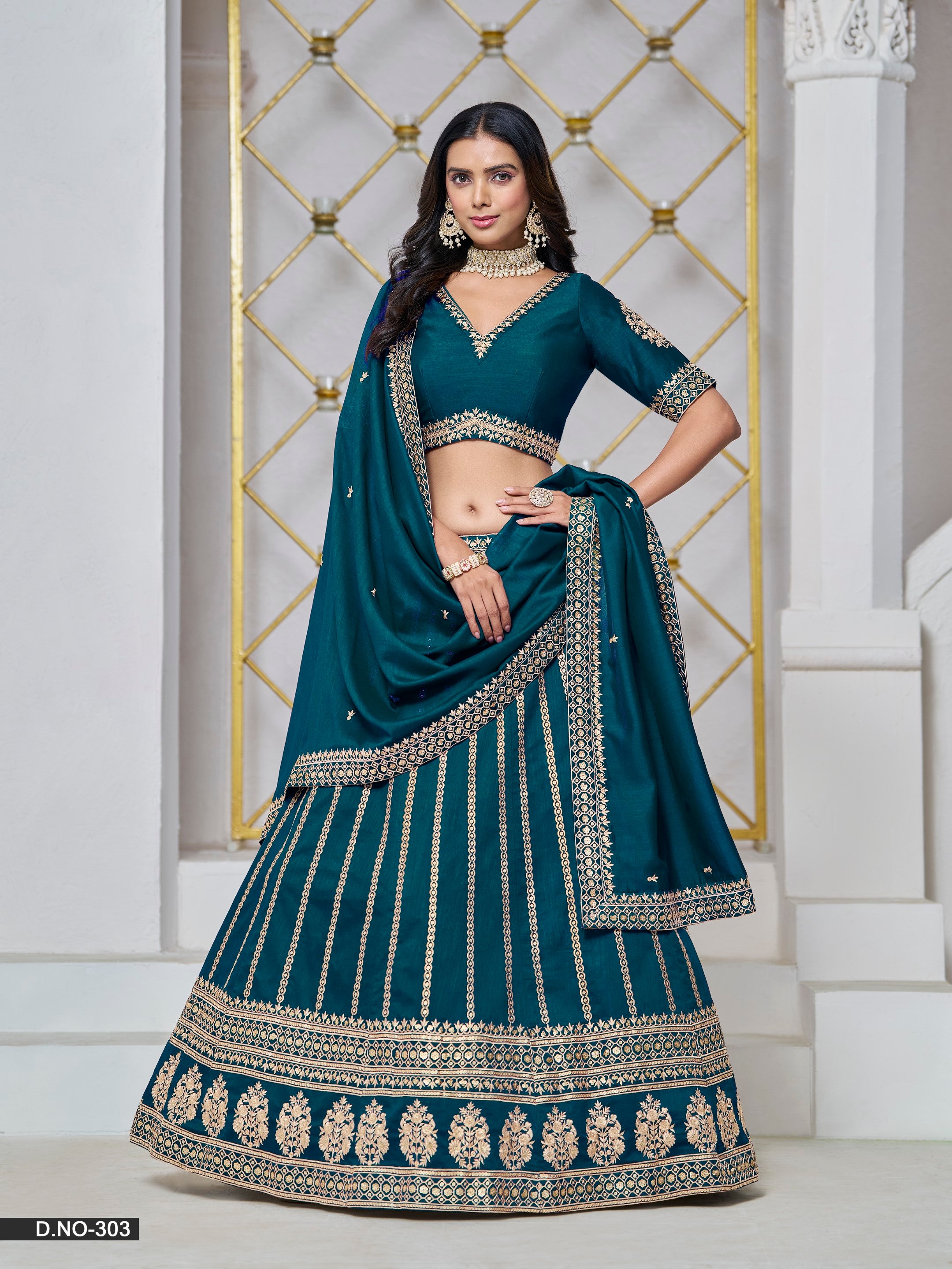 Anaita Teal Embroidered Art Silk Designer Lehenga With Blouse - Distacart