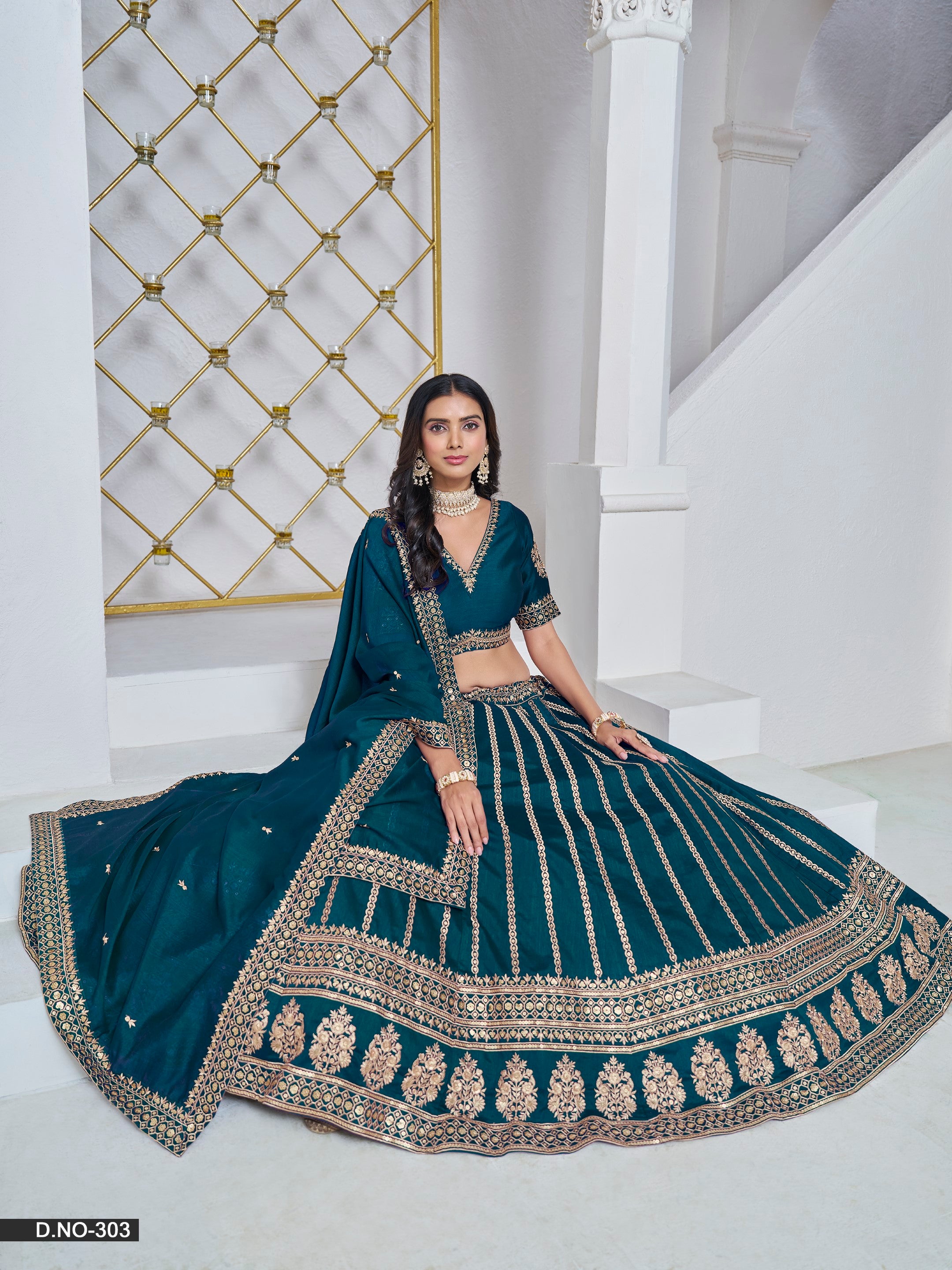 Anaita Teal Embroidered Art Silk Designer Lehenga With Blouse - Distacart