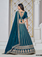 Thumbnail for Anaita Teal Embroidered Art Silk Designer Lehenga With Blouse - Distacart