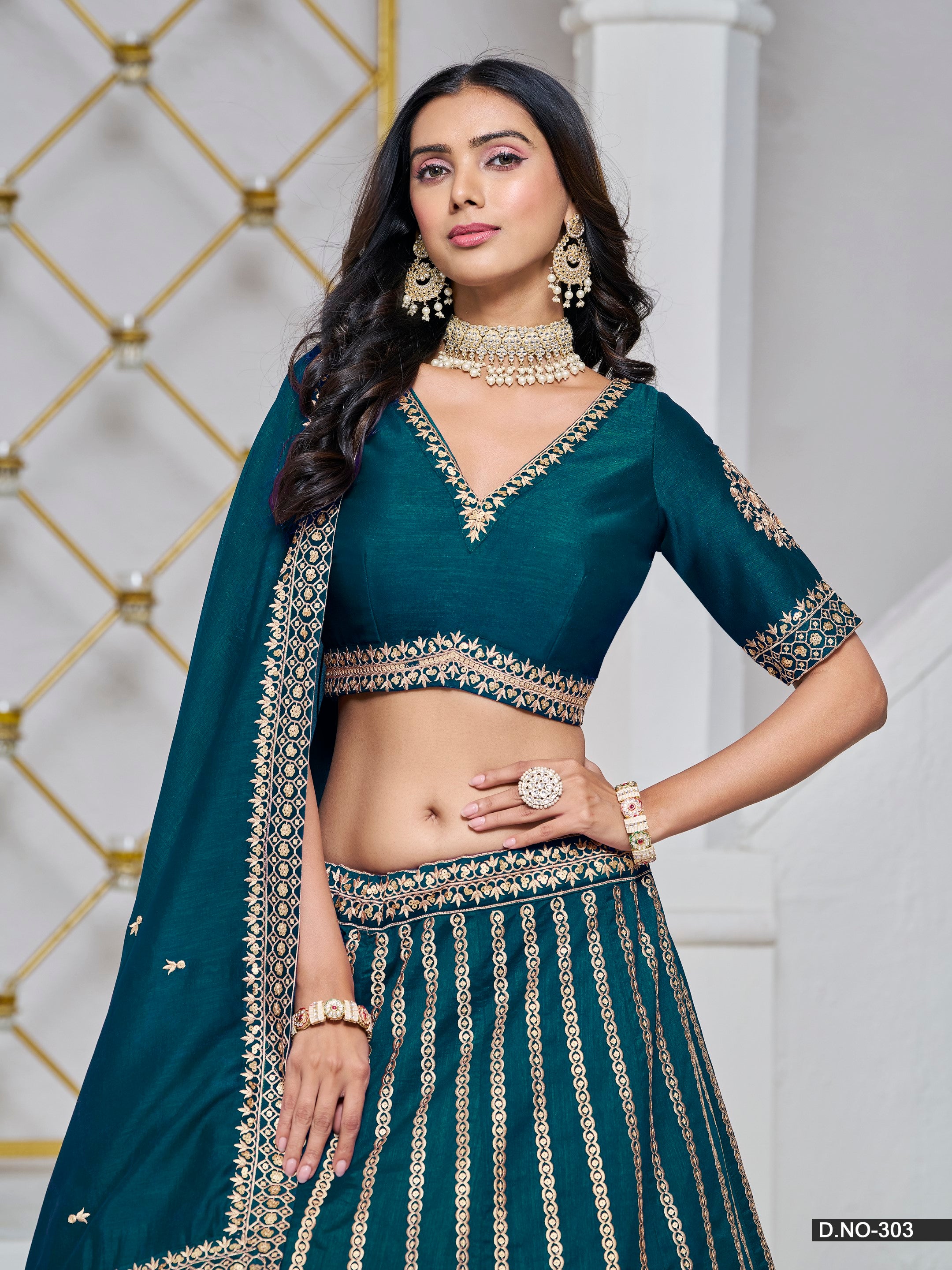 Anaita Teal Embroidered Art Silk Designer Lehenga With Blouse - Distacart