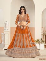 Thumbnail for Anaita Orange Faux Georgette Lehenga Choli With Sequence Work - Distacart