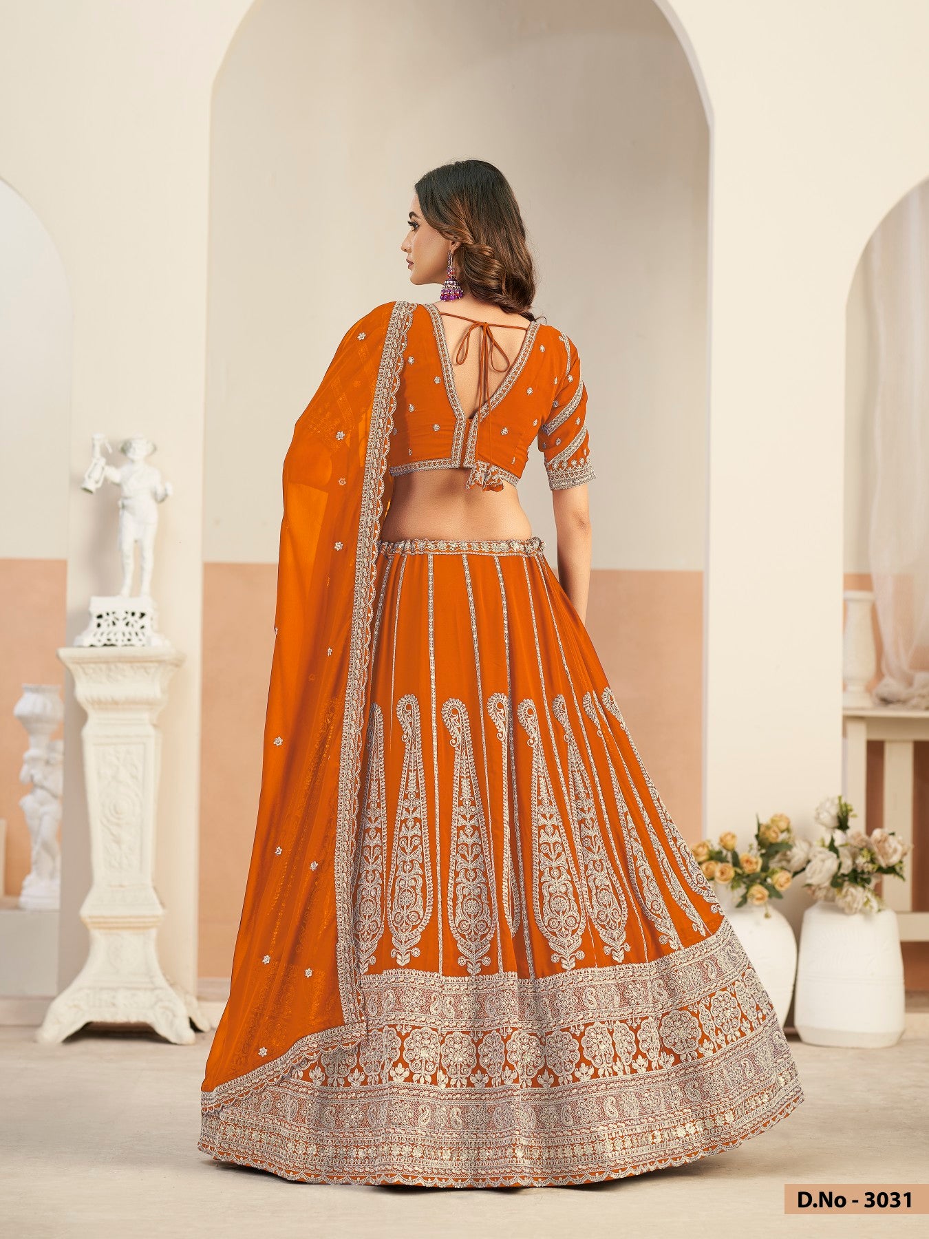 Anaita Orange Faux Georgette Lehenga Choli With Sequence Work - Distacart
