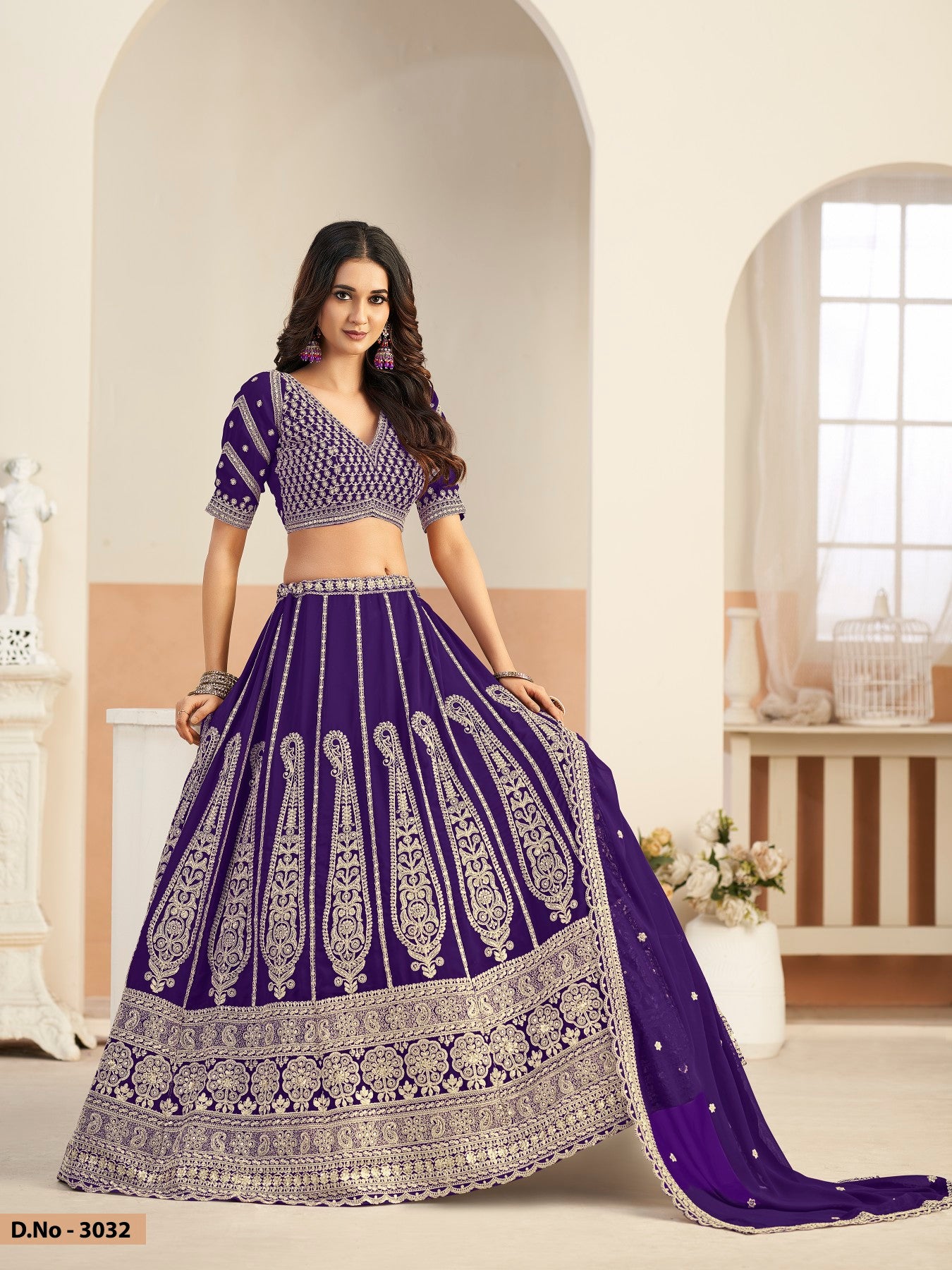 Anaita Violet Faux Georgette Lehenga Choli With Sequence Work - Distacart