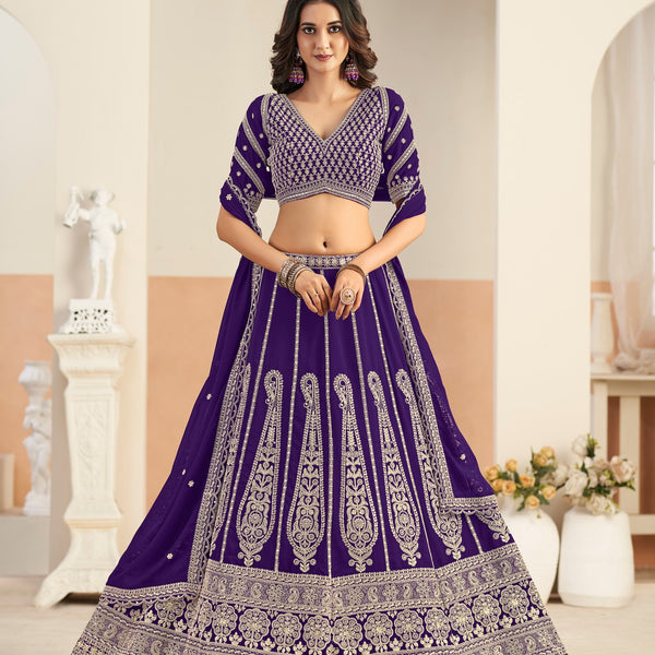 Anaita Violet Faux Georgette Lehenga Choli With Sequence Work - Distacart