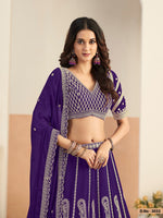 Thumbnail for Anaita Violet Faux Georgette Lehenga Choli With Sequence Work - Distacart