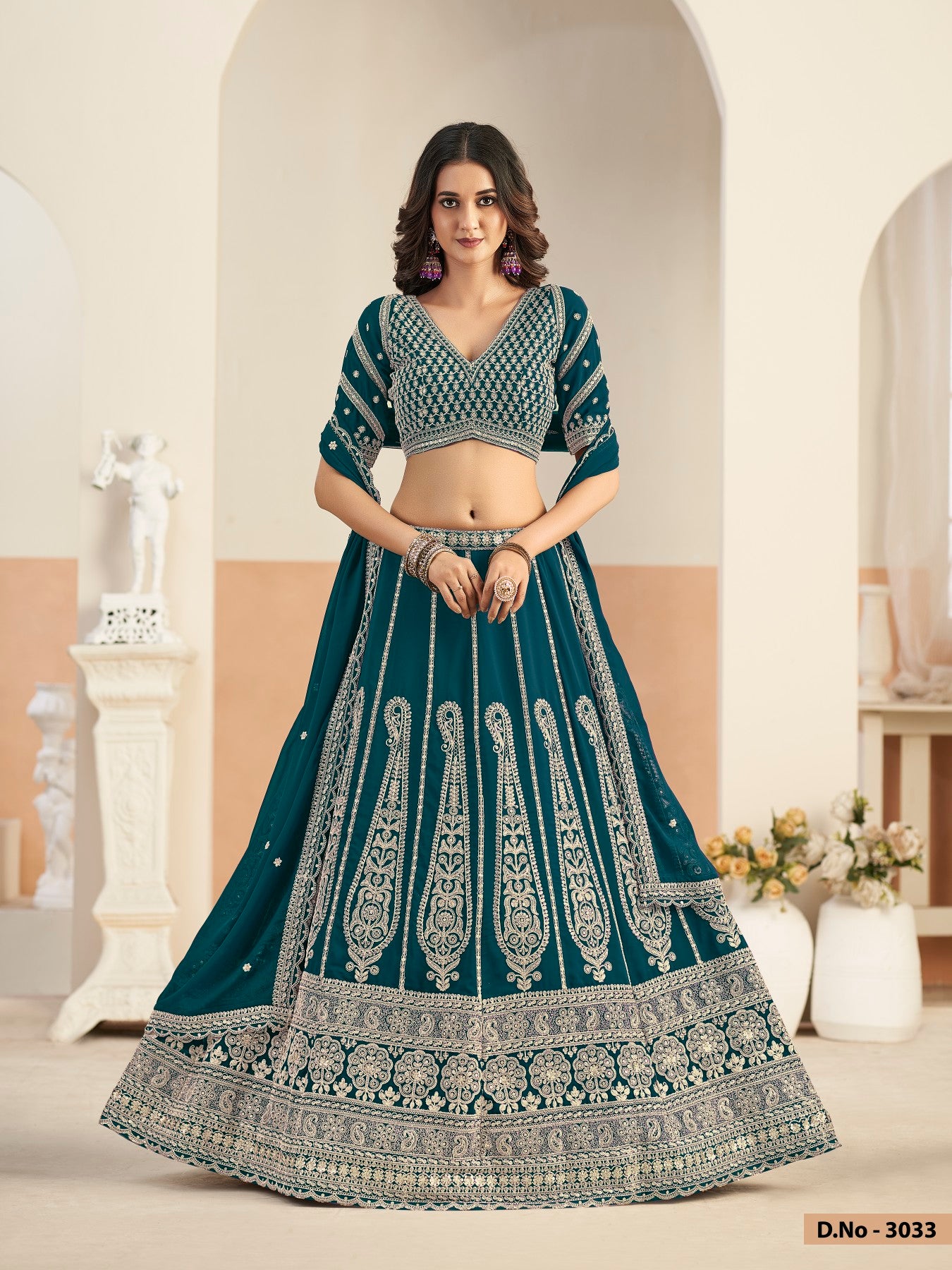 Anaita Teal Green Faux Georgette Lehenga Choli With Sequence Work - Distacart