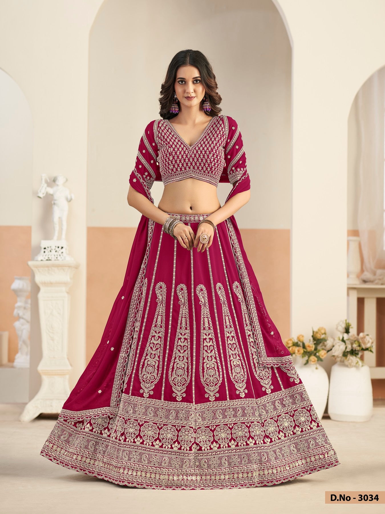 Anita Rani Pink Faux Georgette Lehenga Choli With Sequence Work - Distacart