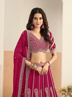 Thumbnail for Anita Rani Pink Faux Georgette Lehenga Choli With Sequence Work - Distacart