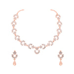 Thumbnail for Tehzeeb Creations Gold-Polished White Diamond Necklace With Earrings - Distacart