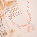 Thumbnail for Tehzeeb Creations Gold-Polished White Diamond Necklace With Earrings - Distacart